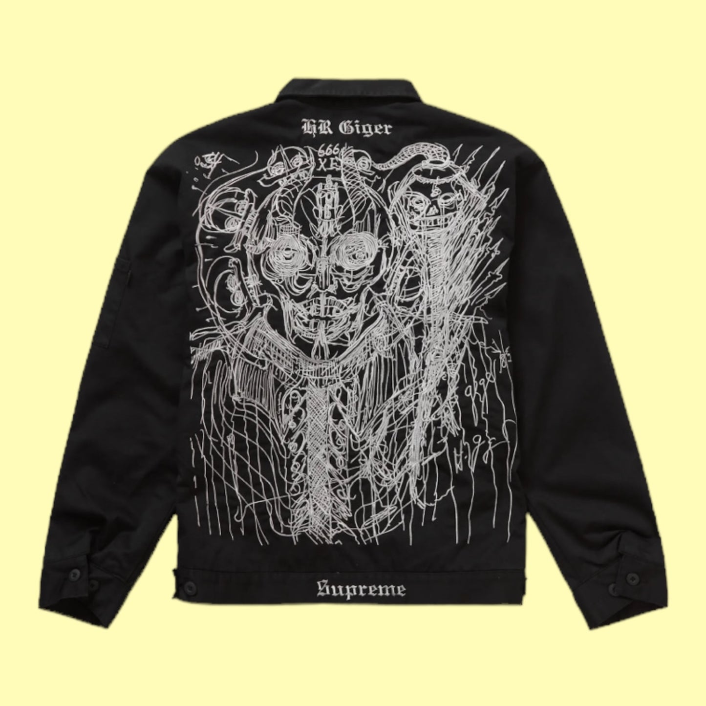 SUPREME H.R. Giger Embroidered Work Jacket Black.